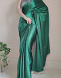 Most Stunning 1 Minute Ready To Wear Forest Green Satin Silk Saree