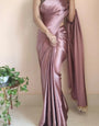 Invaluable 1 Minute Ready To Wear Rose Gold Satin Silk Saree