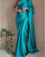 Murmurous 1 Minute Ready To Wear Sea Green Satin Silk Saree