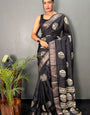 Opulent Black 1 Minute Ready To Wear Soft Dola Cotton Saree