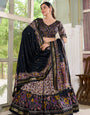 Black Floral Embroidered Tussar silk Lehenga Choli with Dupatta