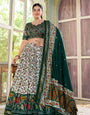 Green Multicolor Floral Embroidered Tussar silk Lehenga Choli with Dupatta