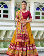 Breathtaking Mustered & Maroon Tusser Silk Lehenga Choli With Dupatta