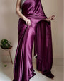 Staring 1 Minute Ready To Wear Purple Satin Silk Saree