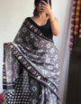 Tremendous 1 Minute Ready To Wear Grey Cotton Digital Print Saree