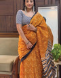 Elaborate 1 Minute Ready To Wear Mustered Cotton Digital Print Saree