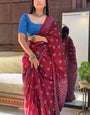 Flamboyant 1 Minute Ready To Wear Maroon Cotton Digital Print Saree