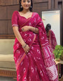 Jazzy 1 Minute Ready To Wear Dark Pink Cotton Digital Print Saree
