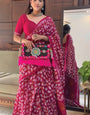 Pleasant 1 Minute Ready To Wear Dark Pink Cotton Digital Print Saree