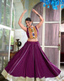 Sakhi Wine Lehenga Choli with Gamthi Embroidered Blouse