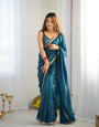 Fugacious 1-Minute Ready To Wear Blue Crush Silk Saree
