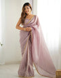 Chatoyant 1-Minute Ready To Wear Lavender Crush Silk Saree