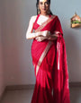 Glowing 1 Minute Ready To Wear Red Velvet Saree