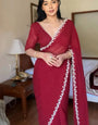 Smart 1 Minute Ready To Wear Maroon Georgette Hand Work Saree