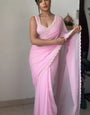 Amiable 1 Minute Ready To Wear Pink Georgette Hand Work Saree