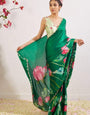 Palimpsest 1 Minute Ready To Wear Dark Green Satin Saree