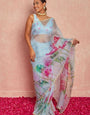 Hypnotic 1 Minute Ready To Wear Sky Blue Organza Saree