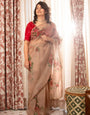 Evanescent 1 Minute Ready To Wear Brown Organza Saree