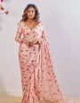 Stunning 1 Minute Ready To Wear Peach Satin Silk Saree