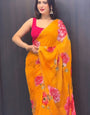 Fairytale 1 Minute Ready To Wear Yellow Georgette Saree