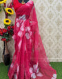 Dazzling 1 Minute Ready To Wear Pink Organza Saree