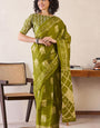 Adorable Mehndi 1 Minute Ready To Wear Mul Cotton Digital Printed Saree With Pocket