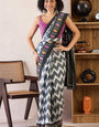 Efflorescence Black 1 Minute Ready To Wear Mul Cotton Digital Printed Saree With Pocket