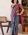 Lovely Blue 1 Minute Ready To Wear Mul Cotton Digital Printed Saree With Pocket