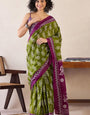 Marvellous Mehndi 1 Minute Ready To Wear Mul Cotton Digital Printed Saree With Pocket