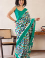 Sensational Firozi 1 Minute Ready To Wear Mul Cotton Digital Printed Saree With Pocket