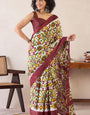 Tremendous Brown 1 Minute Ready To Wear Mul Cotton Digital Printed Saree With Pocket