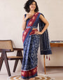 Elaborate Navy Blue 1 Minute Ready To Wear Mul Cotton Digital Printed Saree With Pocket