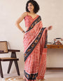 Flamboyant Peach 1 Minute Ready To Wear Mul Cotton Digital Printed Saree With Pocket