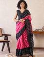 Improbable Pink 1 Minute Ready To Wear Mul Cotton Digital Printed Saree With Pocket