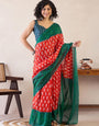 Luxuriant Red 1 Minute Ready To Wear Mul Cotton Digital Printed Saree With Pocket
