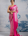 Skinny Pink 1 Minute Ready To Wear Digital Printed Crape Silk Saree