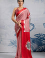 Unique Red 1 Minute Ready To Wear Digital Printed Crape Silk Saree