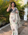Sumptuous 1 Minute Ready To Wear White Organza Saree