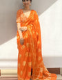 Bewitching Orange 1 Minute Ready To Wear Mul Cotton Digital Printed Saree With Pocket