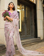 Gleaming 1 Minute Ready To Wear Lavender Organza Saree