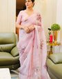 Imaginative 1 Minute Ready To Wear Pink Organza Saree