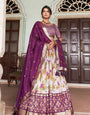 Wine & White Tussar Silk Lehenga Set With Perfect Floral And Patola Print With Dupatta
