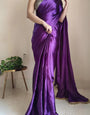 Prodigal 1 Minute Ready To Wear Violet Satin Silk Saree