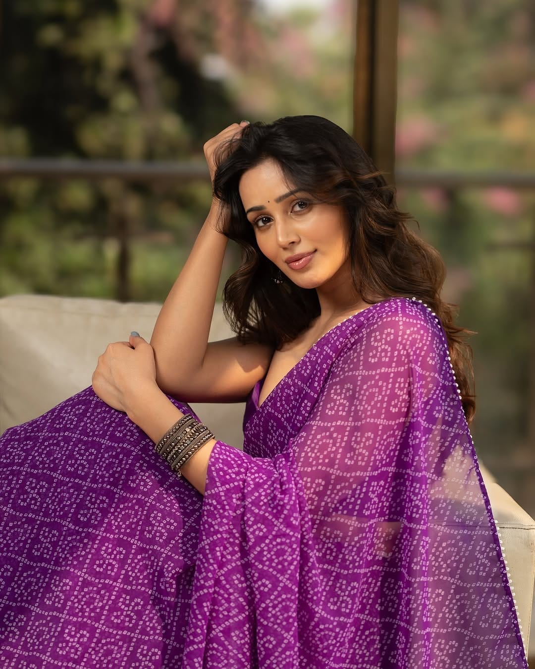 Lissome 1 Minute Ready To Wear Purple Georgette Digital Printed Saree