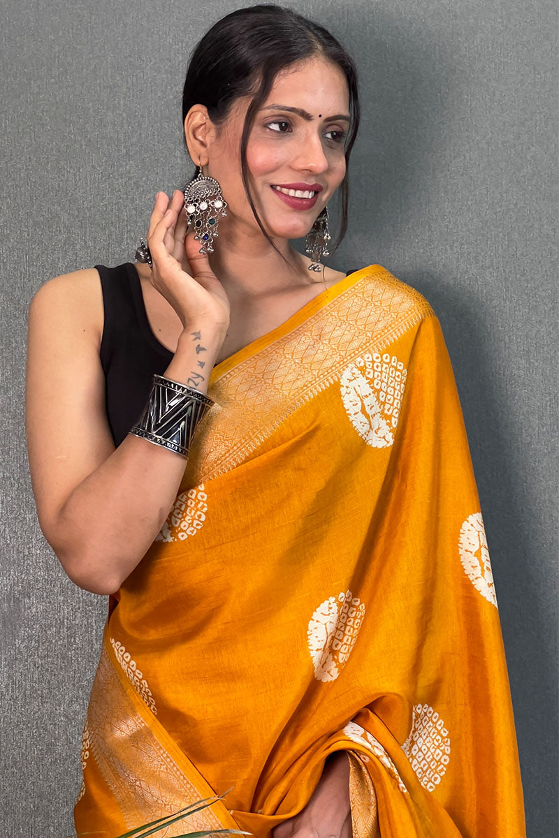 Imbrication Yellow 1 Minute Ready To Wear Soft Dola Cotton Saree
