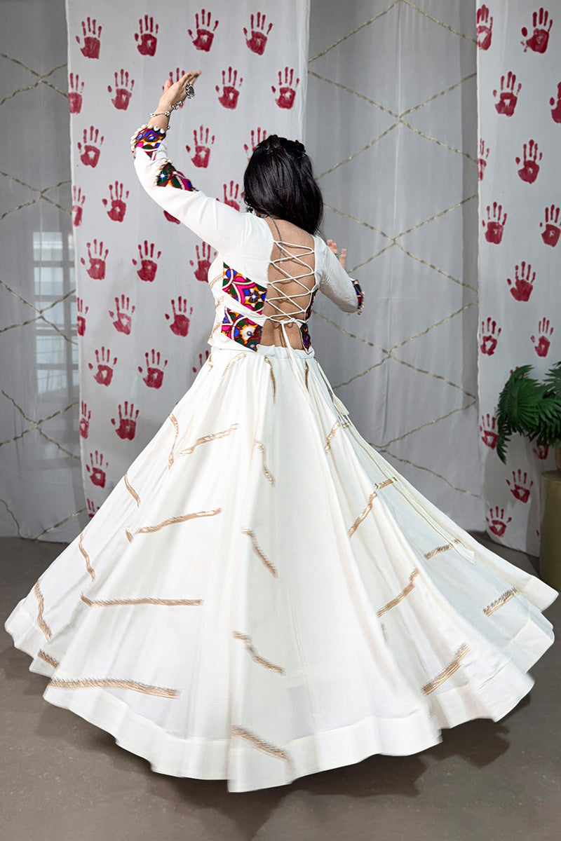 Elegant White Lehenga with Multicolor Embroidered Blouse