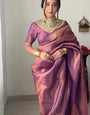 Lagniappe 1-Minute Ready To Wear Purple Kanjivaram Silk Saree