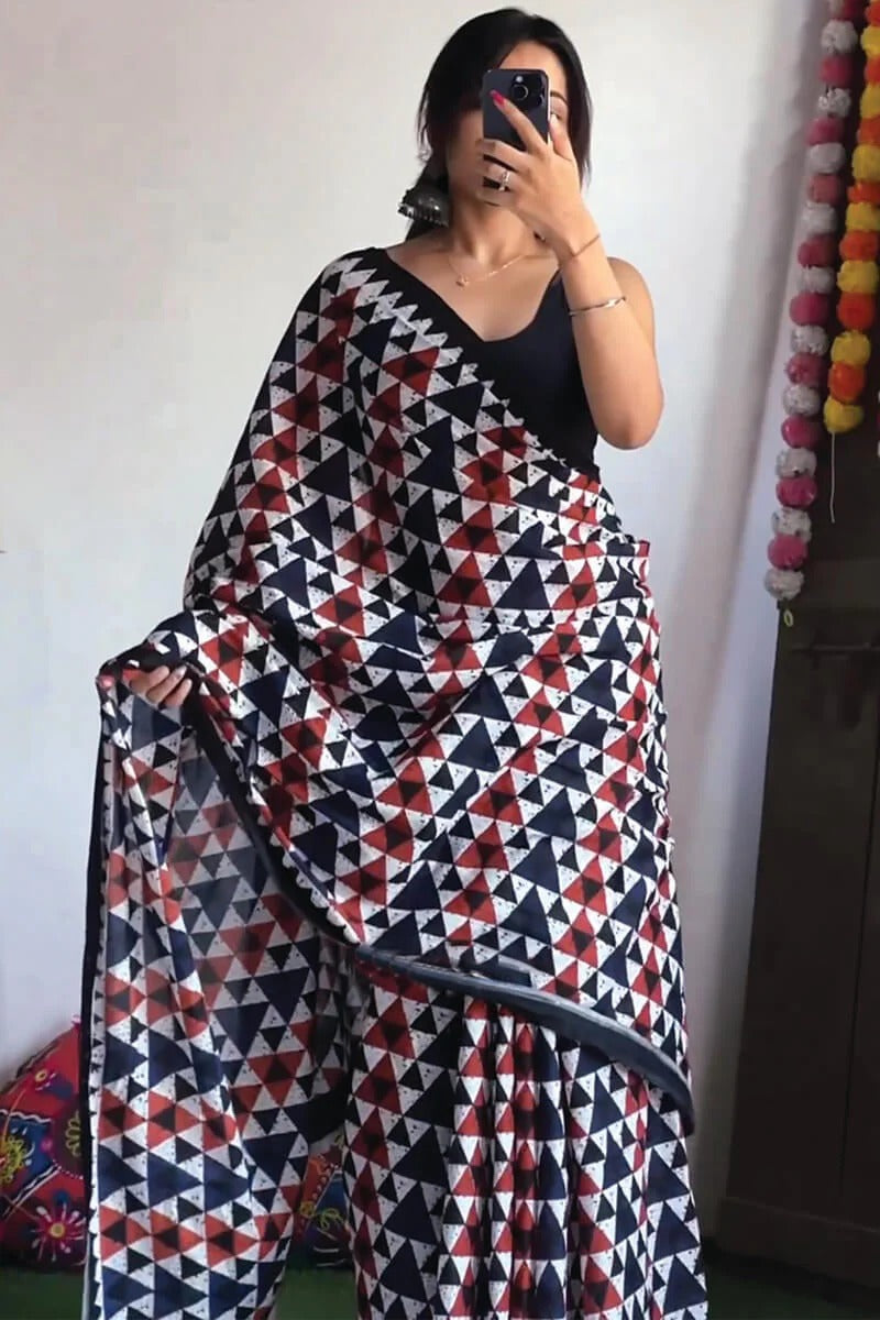 Redolent 1 Minute Ready To Wear Multi Color Cotton Digital Print Saree