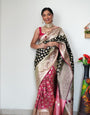 Radiant 1-Minute Ready To Wear Black And Pink Soft Silk Saree