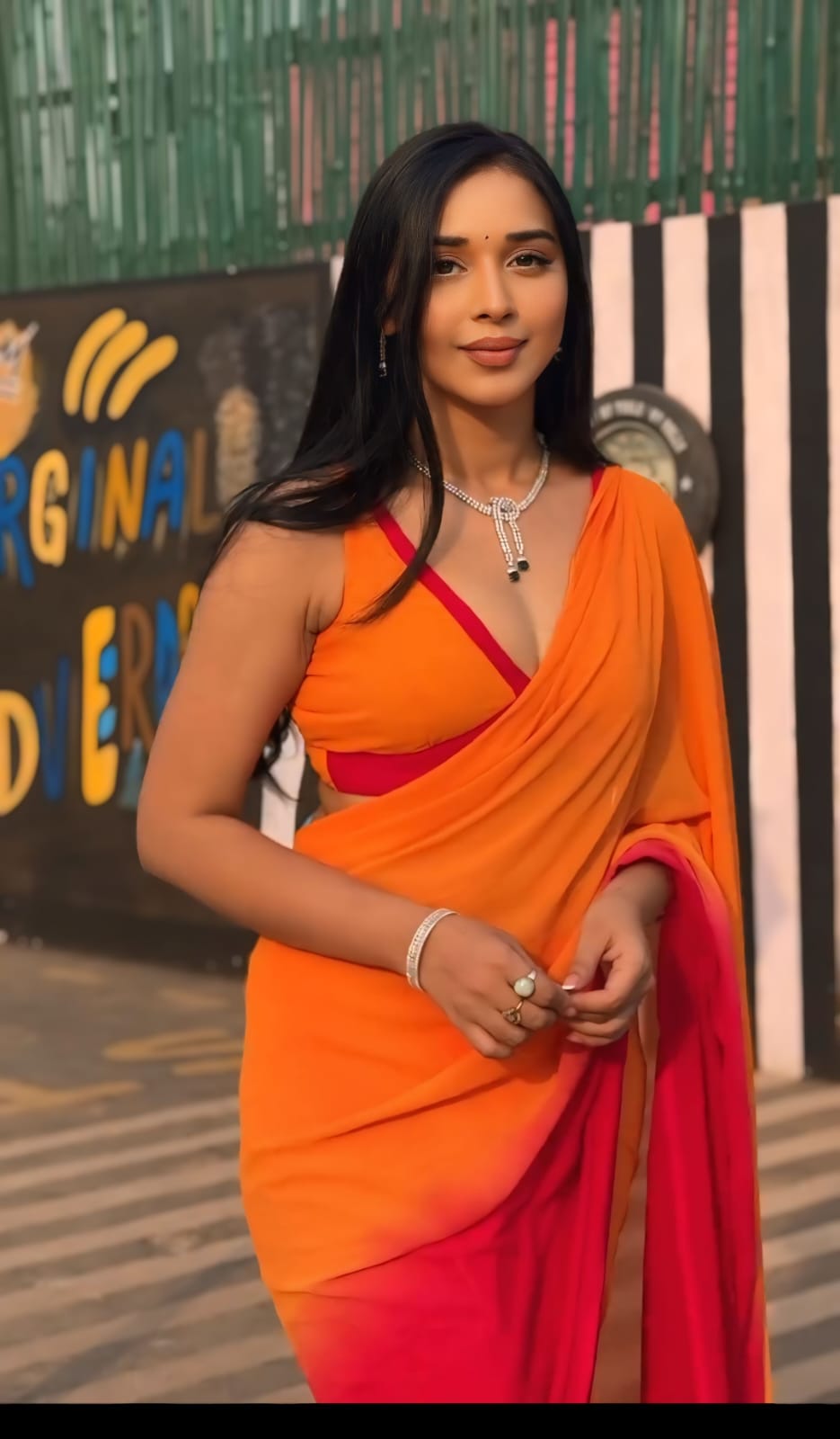 Precious 1 Minute Ready To Wear Orange And Maroon Georgette Saree